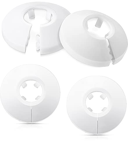 4 Pieces Plastic Radiator Pipe Covers Radiator Pipe Collars for 15 mm Diameter tube, White