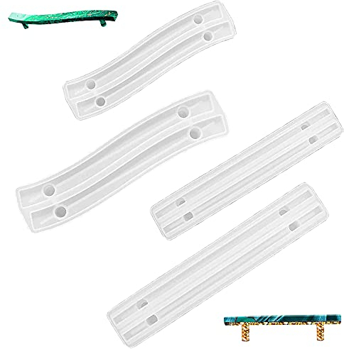 4 Stück Epoxy Kunstharz Formen, Tablett Griff Harz Form, DIY Epoxidharz Formen Zubehör, Resin Gießharz Formen, für DIY Servierbrett, Achatplatte, Schublade Küchenschranktür Home Decoration