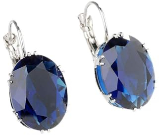 Cunluna 925 Silber Schmuck Ohrringe mit Multicolor oval geformt Engrabstein Stein Ohrringe für Frauen Hochzeit-JS-ZRE748-dunkelblau