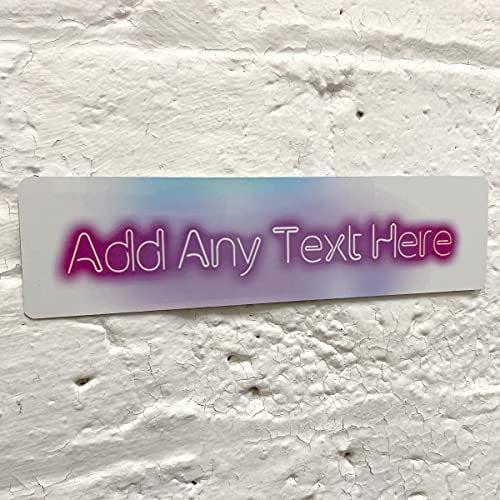 ShopQuality4U Personalised Metal Aluminium Plaque Bespoke Sign Childs Bedroom Door Add Own Text - White Background (20 x 5 cm, 7.8 x 2 inches)