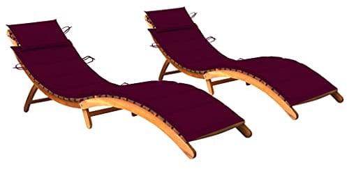 vidaXL Sonnenliegen 2 STK. mit Auflagen Massivholz Akazie