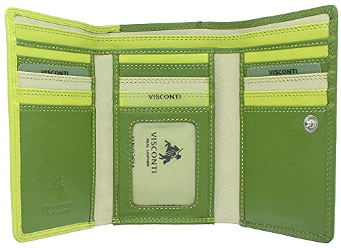 Visconti Rainbow Collection Bora b枚rse aus Leder, dreifach faltbar, RFID-blockiert RB43, Lime Multi, Einheitsgr枚脽e,