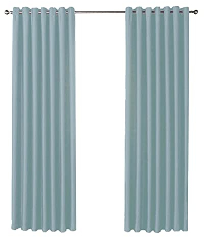 Olivia Rocco Blackout Eyelet Curtains Black Out Thermal Ring Top Curtain Pair Window Treatment Living Room Bedroom, 90 (Width) x 90 (Drop) Duck egg