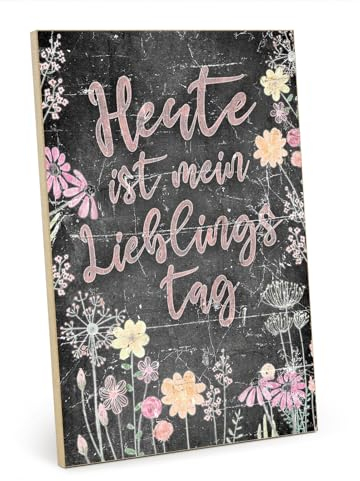 TypeStoff Holzschild mit Spruch – Lieblingstag – im Vintage-Look mit Zitat als Geschenk und Dekoration zum Thema Freude, Hygge und Heute - HS-01051