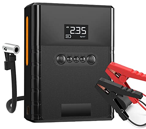 Portable Arrancador de Batería 600A 24000mAh Cargador de Booster Batería Arranque de Coche Emergencia,por Gasolina de 4 litros y Motores de Diésel de 3 litros Linterna LED&Puerto USB