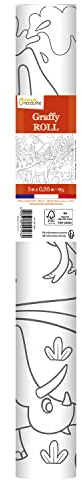 Avenue Mandarine GY126C - Ausmalrolle Graffy Roll, 5 m x 35 cm, Zeichnung 50cm wiederholt sich 10-mal, Plakatpapier 90g, Dinosaurier, 1 Rolle
