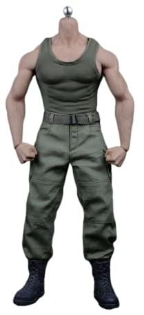 1/6 Maßstab Männliche Kleidung,1/6 Weste und Hosen für 12inch Männlich Starke Muskeln Soldat Action Figur Körper (Grüne Hose)