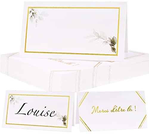 50Pcs Marque Place Mariage avec Lettres Merci d'Etre Là 5x9CM Porte Nom Table Cartons Placement Cartes de Nom Anniversaire pour Table Réceptions Fêtes Evénements Célébrations