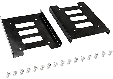 RIIEYOCA 2.5 to 3.5 SSD HDD Hard Drive Adapter Bay,2 Pack Steel Hard Disk Drive Mounting Holder,for PC Computer Host Solid State Disk Mounting (Black)