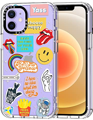 MOSNOVO für iPhone 12 / iPhone 12 Pro Hülle – Durchsichtige, schlanke, stoßfeste TPU+PC-Handyhülle, [6,6 Fuß Fallschutz/Anti-Abziehen] - Popkultur