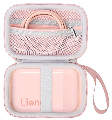 Elonbo Tragetasche für Liene 2x3 Fotodrucker, Tragbarer Instant-Drucker Reisehalter, Mini-Bild-Drucker Tasche. Mesh Tasche Passt Fotopapier, Kabel. Rosa