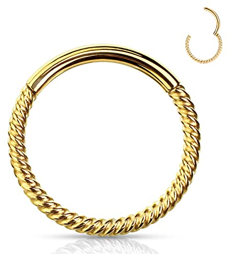 YEBOCIYO Knorpel Ohrring Helix Piercing Ring Gold Nase Ring 12mm Septum Daith Tragus Piercing 316L Chirurgenstahl Rook Piercing Lip Eyeborw Piercing Nippelpiercing 16G