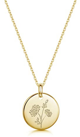 Personalisierte Geburtsblumen-Halskette für Damen - 18K Vergoldeter Edelstahl - Individuelles Geburtstagsgeschenk - Für Mutter, Schwester, Tochter - Verstellbare 40-45cm Kette (Oktober: Ringelblume)