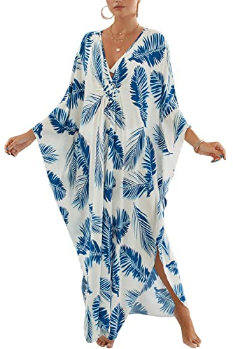 L-Peach Maxi Abito da Spiaggia da Donna Copricostume da Bagno Kaftano Lungo Vestito Kimono Mare Spiaggia