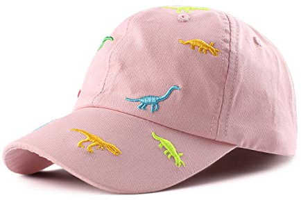 XIAOHAWANG Sommer Baseball Cap für Jungen Mädchen Verstellbar Sport Kappe Kinder Mit Dinosaurier-Stickerei Schirmmütze Kinder UV Schutz 2-6Jahren ((Rosa),48cm)