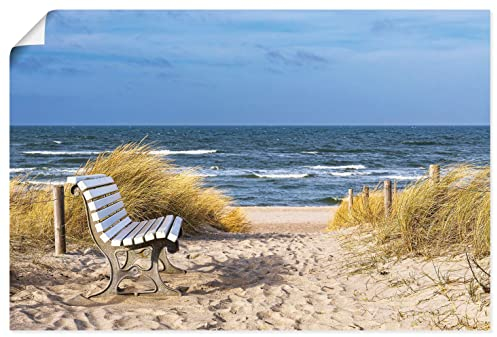 ARTLAND Wanddeko Poster & Kunstdrucke Wandposter 90x60 cm Querformat Landschaften Küste Strand Idyll Meer Sitzbank Ostsee Graal Müritz U4PR