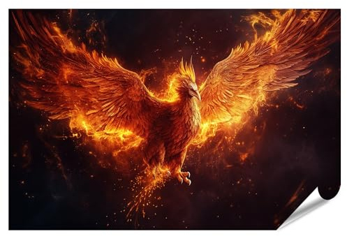islandburner XXL Bild Poster Phönix Fliegt Brennendes Feuer Vögel Mythische Kreaturen Premium Bilder Fotodruck JCGJ-PGR