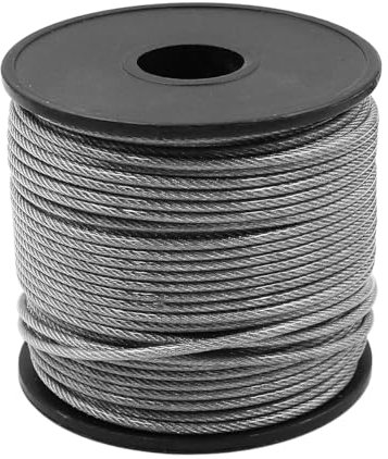 50 m ZONADAH 304 2 mm de alambre de acero inoxidable recubierto de vinilo para colgar marcos de fotos, cuerda de alambre resistente, pinzas de crimpado, manguito de bucle, adecuado para decoración