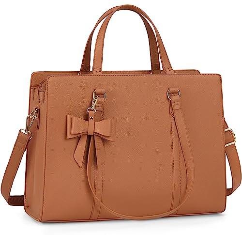 NEWHEY Sac Cabas Femme Sac a Main Sac à Main Femme en PU Cuir Grande Capacité Sac Ordinateur 15.6 Pouces Imperméable Sac Fourre Tout Sac de Cours Lycee Bandoulieres Marron