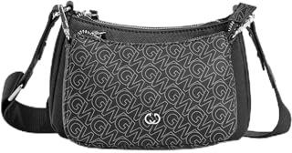 Gerry Weber Damen Mittelgroße Schultertasche mit abnehmbarem Täschchen unifarben, gemustert Black 99