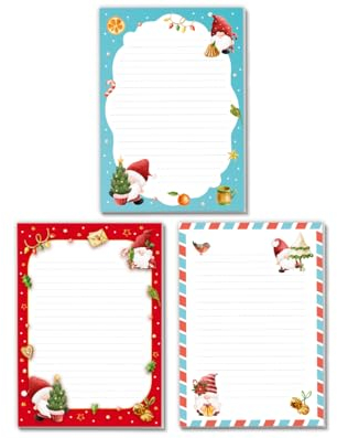 3 Blöcke mit Kindermotiv Weihnachtsmotiv für Mädchen Jungen Weihnachten Notizblock Schreibblock Briefblock Tomte Gnome (3 verschiedene Blöcke mit je 25 Blätter in A5-Format)