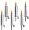 LZQ Lot de 6 torches de jardin en acier inoxydable - Rechargeable - Pour balcon et terrasse
