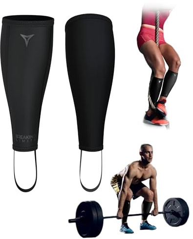Breaking Limits Deadlift Socks - Shin Guards - Schienbeinschutz | 7mm Neopren, Silikonstreifen, Fußschlaufen, Muskelregeneration, Deadlifts, Paar, 4 Größen, Rutschfest