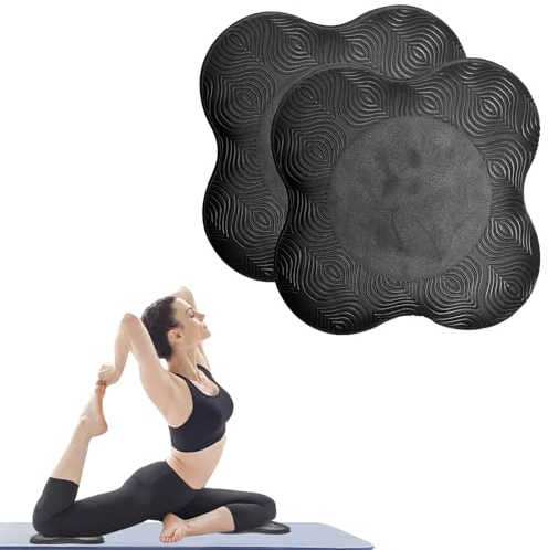 Kniekissen Yoga, 2 Stücke Rutschfest Yoga Knie Padmatte 20x20cm Knieschoner Matte Unterstützung der Knie Handgelenke und Ellenbogen, für Yoga Fitness Pilates (Schwarz)