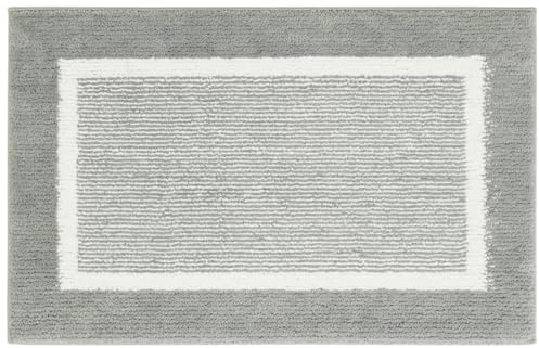andiamo Badematte rutschfest Maui - Badezimmerteppich weich und flauschig - Duschvorleger für Badezimmer Badteppich rutschfest waschbar 60 x 100 cm Grau