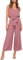 FANCYINN Damen Sommer Zweiteiliges Outfit Jumpsuit Festlich Hochzeit Lang Hosenanzug Ärmelloses Rundhals Tanktop Gekürzte Weites Bein Hose Playsuit Helles Kirschenrosa M