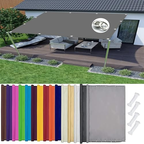 Sonnensegel Quadratisch 1.8 x 2.6 m Markisenstoff Balkonverkleidung Garten Balkon Ohne Bohren Uv-Beständig Wetterfest Im Viele Größe Und Farben mit Kordel, Hellgrau