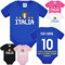 PELUSCIAMO Body Neonato Italia | Personalizzabile con Nome e Numero | Bodi Calcio Nazionale Italiana PS 28180-0019