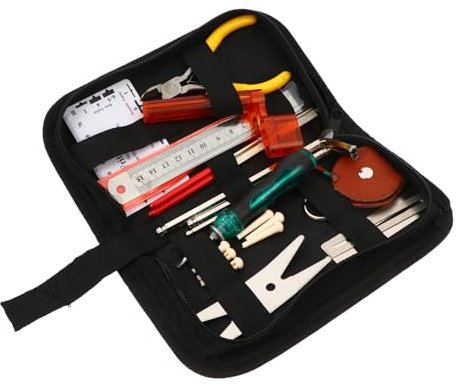 ifundom Gitarren Reparatur Komplettes Gitarren Wartung Werkzeug Kit Mit Feile Schraubenschlüssel Saitenpflege Messlehre Tragbar Für Gitarristen Und Musiker Zubehör