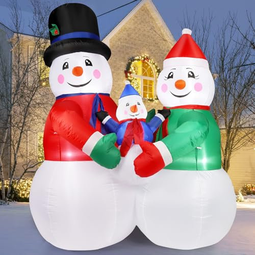 Pfloge® Aufblasbarer Schneemann, H 180 cm x B 130 cm, Aufblasbare Weihnachtsdeko Aussen, LED Schneemann Outdoor, Snowman Deko für Garten, Innenhöfen, Einkaufszentren und großen Feiern