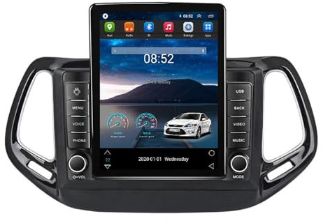 9.7 Pollici 2 DIN Android 14 Auto Stereo Radio per Jeep Compass 2016-2018 con Car Play Senza Fili GPS Telecamera Posteriore Comandi al Volante Bluetooth(XY4 (2+32G))