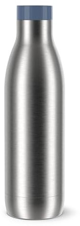Tefal Botella BLUDROP ECO 0,7L: Reutilizable, Acero Reciclado, Ecológica, Cierre Quick Press, Sin BPA, Apta para Lavavajillas, Hermética, Mantiene Bebidas Calientes 12h y Frías 24h - N3112710