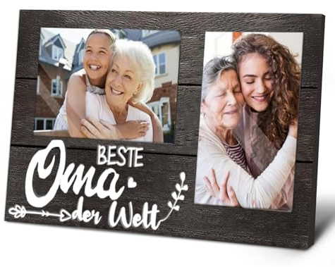 LSGXZS Personalisierte Holzrahmen für Beste Oma - Geschenke zum Geburtstag, Weihnachten, Valentinstag, Muttertag von Enkel, Enkelin und Kindern