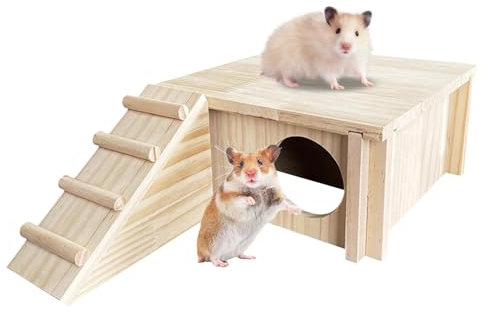 Tierlebensraum- | Holzkäfigspielzeug | Tierisches Wohnhaus aus mit Kletterleiter für Zwerghamster, Rennmäuse