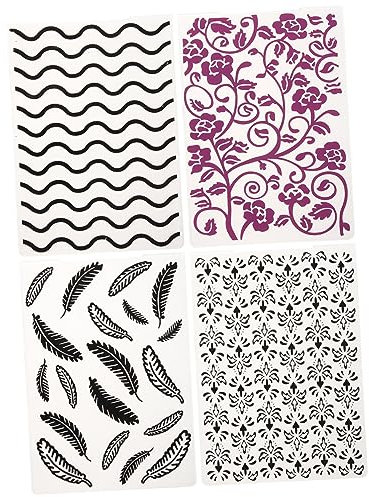 PHENOFICE 4stücke Kunststoff Prägemuster Ordner DIY Handwerk Vorlage Formen Stempel Scrapbooking Dekorvorlagen