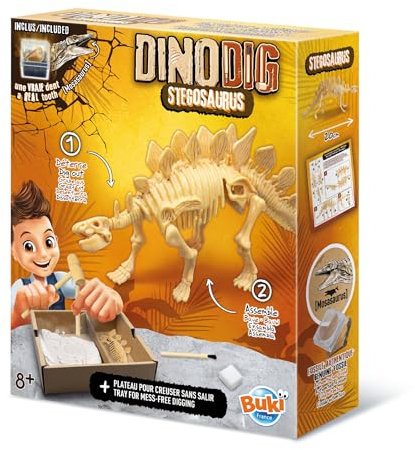 Buki 445STE - Dino zum Ausgraben – Stegosaurus | Archäologie-Spielzeug für Kinder ab 8 Jahren | Dinosaurier Skelett Ausgrabungsset