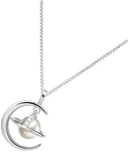 Holibanna Planeten-mond-halskette Halskette Mit Planetenperlen Perlenkette Für Halskette Für Mondkette Silber Halskette Mit Anhänger Für Silver Legierung
