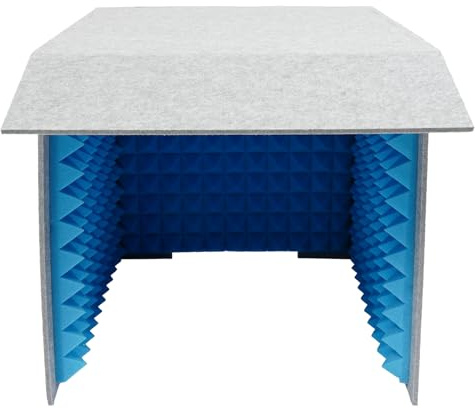 Tragbare Schallaufnahme, Mikrofon Isolation Schallschutz, Faltbar Mic Isolation Schild für Aufnahmestudio Aufnahmen,60 * 60 * 60cm (Grau+Blau)