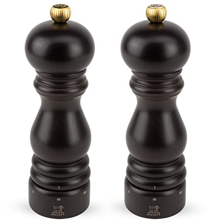 PEUGEOT - Duo Moulin à Poivre + Moulin à Sel Paris u'Select 18 cm - 6 Réglages de Moutures - Innovation Sel Glace, Mécanisme Zirlion - En Bois Labellisé PEFC - Fabrication Française - Coloris Chocolat