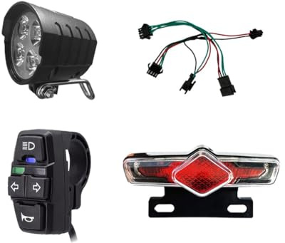 Set di illuminazione per bicicletta, set di luci a LED per bici elettrica, luce anteriore e posteriore e cavo interruttore DK336, 36-60 V, IPX4, impermeabile, per modifica della bicicletta elettrica