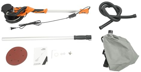 Elektrischer Decken- und Wandschleifer mit Staubabsaugung, Trockenbauschleifer mit variabler Geschwindigkeit, 750W 6 Speed (Doppelter Luftkanal 2,2m + 6 Blatt Schleifpapier)800-1800RPM Orange