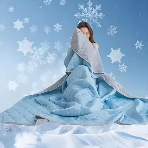 Aodejoy Kühldecke Sommerdecke,Ice Silk Cooling Blanket,Dünne Einfarbige Leicht Kühlfasern doppelseitige Selbstkühlende Decke Sommerkühldecken Atmungsaktive Weiche Reisedecke-Himmelblau 150x200cm