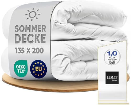 LILENO HOME Sommer Bettdecke 135x200 (1er Set) | 95°C waschbar, Sanitized & | Oeko-Tex Bettdecken 135 x 200 | Allergikerfreundlich, Geräuscharm & Wolkenweich | Mikrofaser Blanket Made in EU