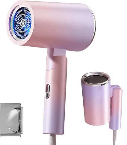 Wxeadu Secador de Pelo Plegable, 2400W Secador de Viaje Iónico, Secadors de Pelo de Viaje, Mini Hair Dryer, Secador Pelos Pequeño con 3 Temperaturas y 2 Velocidades para Viaje, Hogar, Salón
