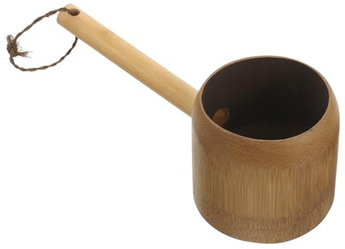 GALPADA Louche à Eau en Bambou Naturel Pelle de Bain Légère Poignée Ergonomique Louche pour Arroser Multifonction Accessoire et Salle de Bain et Jardin Design Compact Facile à Ranger