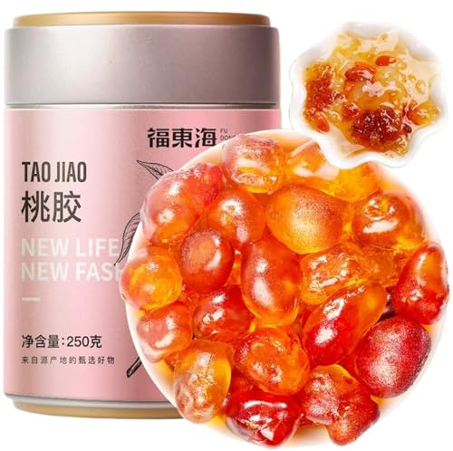 TraiHuyan- Pur Gum-Dried Edible Peach Tea 250g-Healthy Tea Peach Gum Unadulterated for Desserts, Vegan -Can Be Cooked with Goji Berries, Red Dates, Rock Sugar, and Fruits